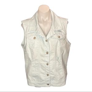 CHRISTOPHER & BANKS WHITE DENIM VEST XL
